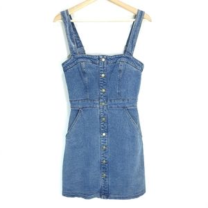 Kookai Denim Pinafore Dress with Pockets